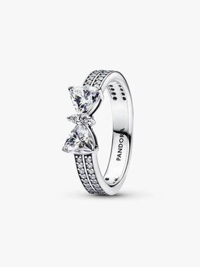 Pandora Sparkling Bow Double-row Ring